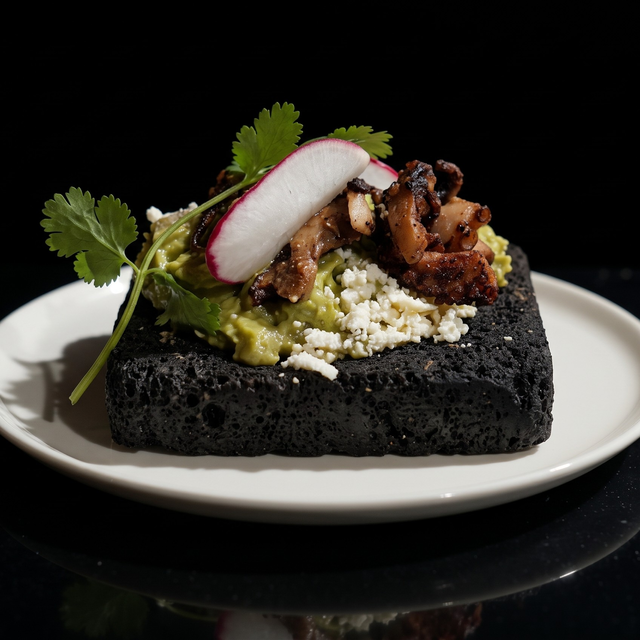 Guacamole with Octopus Crackling.